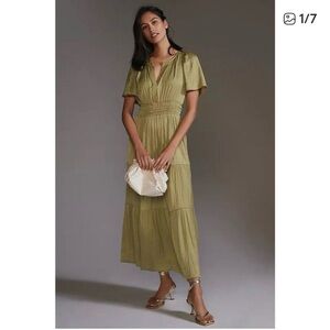 Anthropologie Somerset Satin Maxi Dress